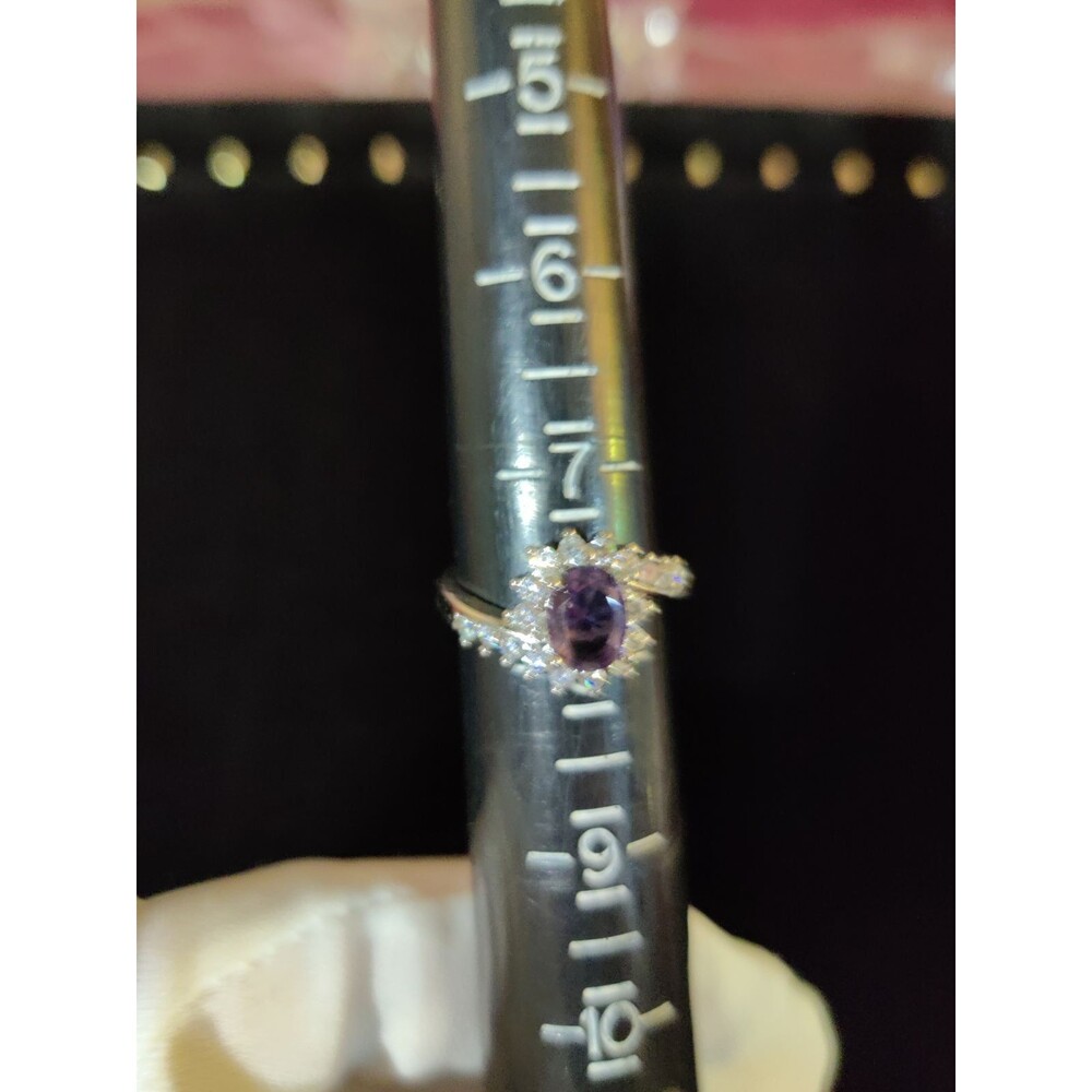 Sterling Silver Purple Rhinestone Ring - Picture 2 of 6